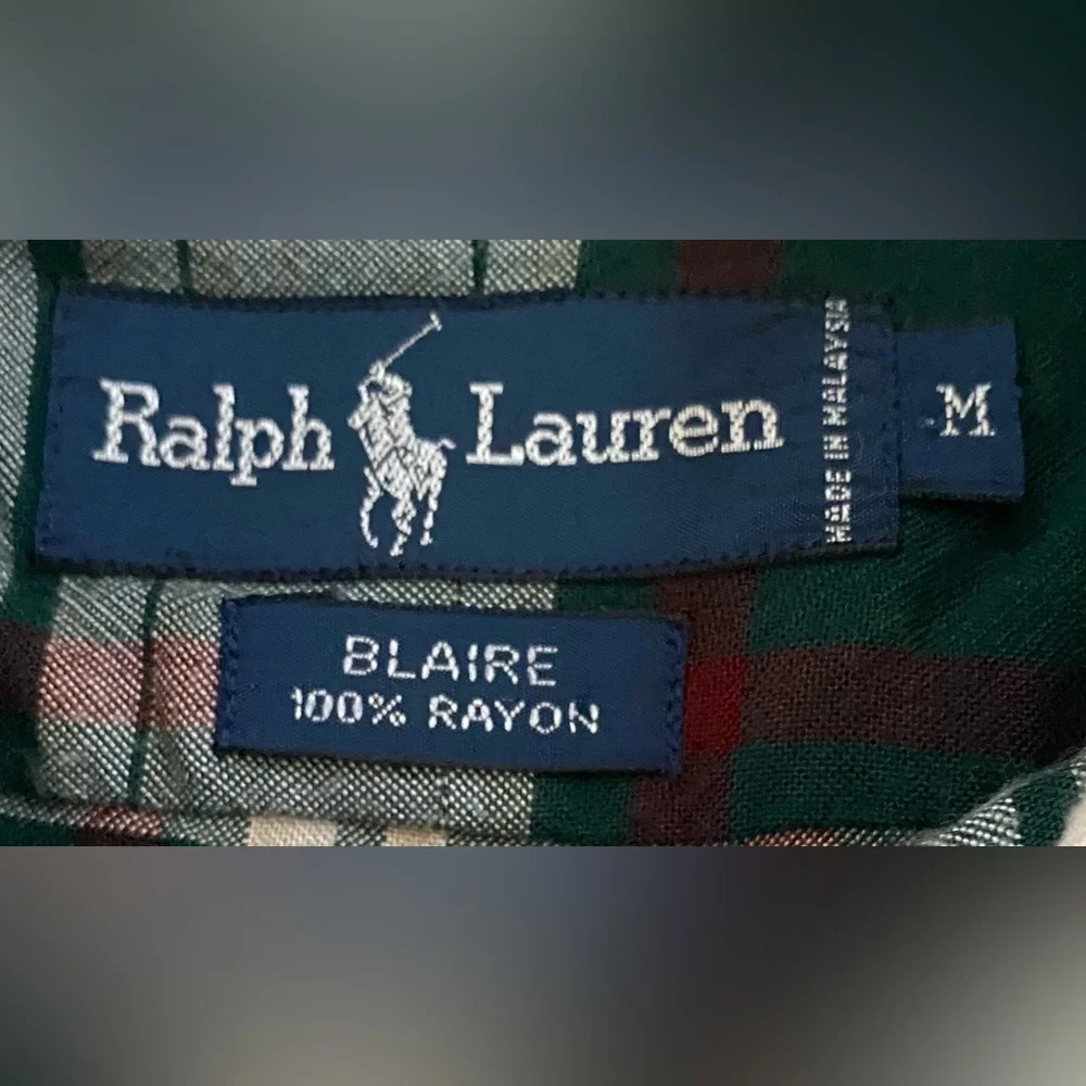 Polo‎ Ralph Lauren Blaire Men’s Sz M Green/Red Plaid Long Sleeve Button Down